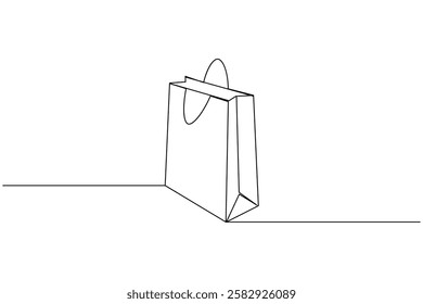 Shopping bag one line drawing and minimalist style isolate outline vector illustration