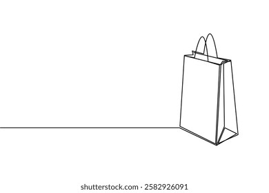 Shopping bag one line drawing and minimalist style isolate outline vector illustration