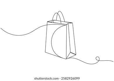 Shopping bag one line drawing and minimalist style isolate outline vector illustration