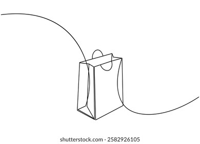 Shopping bag one line drawing and minimalist style isolate outline vector illustration