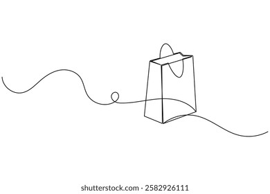 Shopping bag one line drawing and minimalist style isolate outline vector illustration