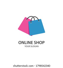 Shopping bag online store vector template