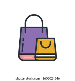 Shopping Bag Outline Filled Illustration. vector Style symbol Icon.