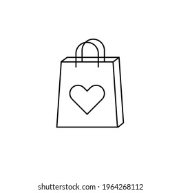 Shopping bag outline icon. linear style sign for mobile concept and web design. Paper bag simple line vector icon. Symbol, logo illustration. Pixel perfect vector graphics