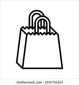Icono de contorno de la bolsa de compras. signo de estilo lineal para concepto móvil y diseño web. Símbolo, ilustración del logotipo sobre fondo blanco