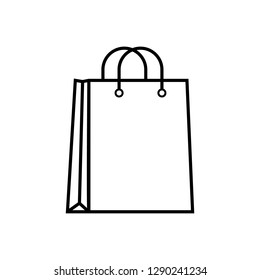 Shopping bag outline icon, logo on white background