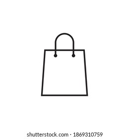 Shopping bag outline icon, modern minimal flat design style. Paper bag thin line Stock vector illustration isolated on white background.