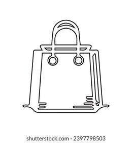 Umriss-Symbol für Einkaufstaschen. Eine einfache Linie, Vektorsymbol einer Papiertüte. Illustration eines Symbols oder Logos. Vektorgrafiken mit pixelperfekter Klarheit