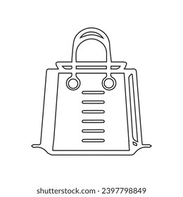 Shopping bag outline icon. A simple line vector icon of a paper bag. Illustration of a symbol or logo. Vector illustrations with pixel-perfect clarity