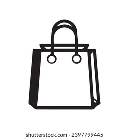 Shopping bag outline icon. A simple line vector icon of a paper bag. Illustration of a symbol or logo. Vector illustrations with pixel-perfect clarity