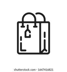 Shopping bag outline icon. Vector illustration.