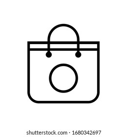Shopping bag with outline icon vector