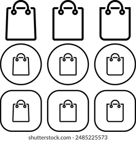 Shopping bag outline icon vector. E-commerce icon set.