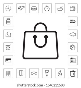 Shopping bag outline icon for web and mobile