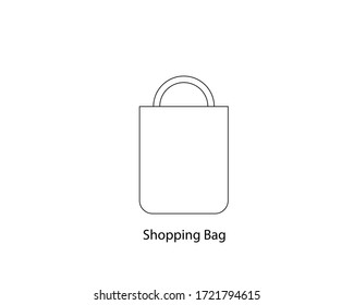 Vector de contorno de la bolsa de compra sobre fondo blanco. Icono de bolsa de compra plana para el concepto móvil y el diseño de aplicaciones web