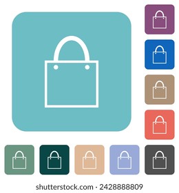 Shopping bag outline white flat icons on color rounded square backgrounds