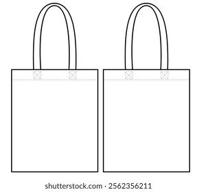 Shopping Bag outline white isolated Vector illustration For Template