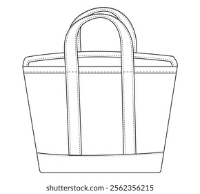 Shopping Bag outline white isolated Vector illustration For Template