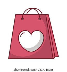 shopping bag paper with hearts love