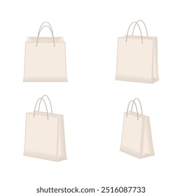 Bolso de compras o Ilustración vectorial de papel conjunto aislado sobre fondo blanco.