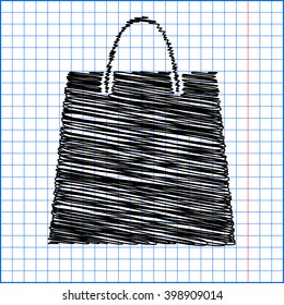 Shopping bag  with pen effect on paper