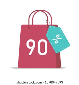 Shopping bag with percent icon.