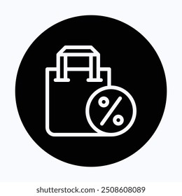 Shopping Bag With Percent Sign Vector Icon, Online Shopping, Sale Promotion, Discount Concept Icon.