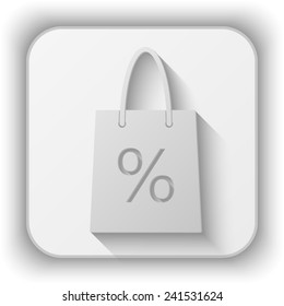 shopping bag with persent vector icon - paper button 