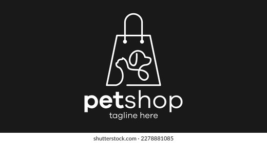 shopping bag and pet logo design icon illustration