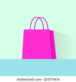 shopping bag pink flat design vector illustration