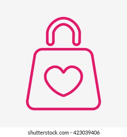 shopping bag shopping pink thin line icon
