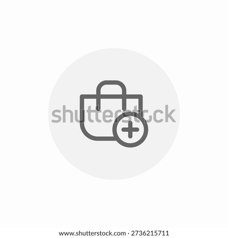 shopping bag plus add icon sign vector