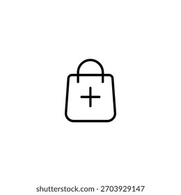 Bolsa de la compra con un signo más para agregar artículos a la orden