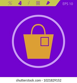 shopping bag with pocket vector icon on a violet background . Flat design style.
