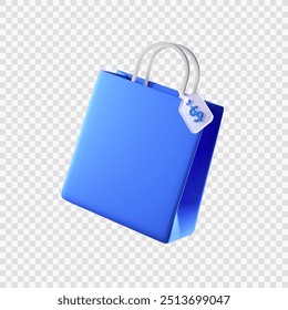 shopping bag with a price tag 3d illustration icon cartoon style vector