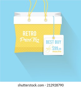 shopping bag and price tag vector illustration