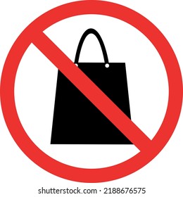Shopping bag prohibited sign. Forbidden signs and symbols.