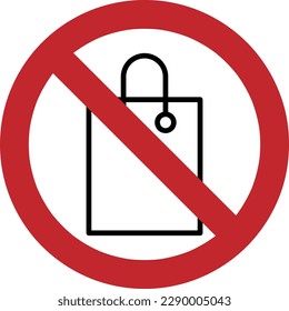 Shopping bag prohibited sign. Forbidden signs and symbols on white background