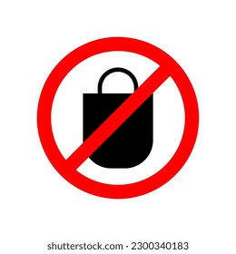 Shopping bag prohibited sign. Forbidden signs and symbols on white background
