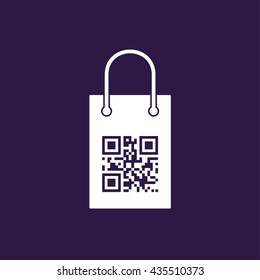 Shopping bag with qr code . Vector illustration