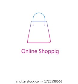 Shopping bag with radient shade colour isolate on white background. Flat icon. Illustration.