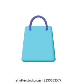 Shopping bag realistic 3d design. Stylish fashionable bag isolated on white background. Colored collection. Vector illustration.