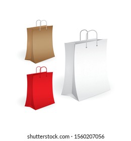 Shopping bag. Realistic colorful paper shopping bags vector illustrations set. Part of set. 