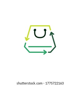 shopping bag recycle logo vector icon illustration