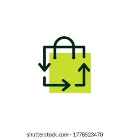 shopping bag recycle logo vector icon illustration