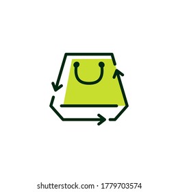 shopping bag recycle logo vector icon illustration