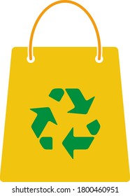 Shopping Bag With Recycle Sign Icon. Flat Color Design. Vector Illustration.