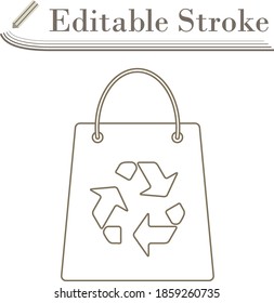Shopping Bag With Recycle Sign Icon. Editable Stroke Simple Design. Vector Illustration.