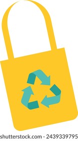 Shopping Bag With Recycle Sign Icon. Flat
Color Design. Vector Illustration. plastic
waste reduction concept. Paper shopping
bag for grocery shopping, recycling and
sustainability concept. 