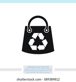 Shopping bag with recycle sign vector icon.